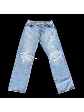 Levis 501 Light Wash Distressed Button-Fly Jeans W29 L30 Y2K